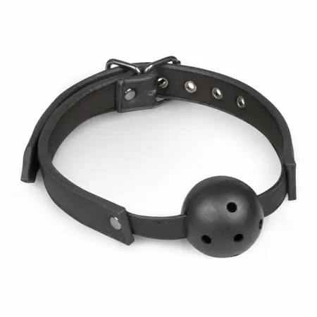 Easytoys podesivi PVC kuglični gag crni - udobna traka od veštačke kože