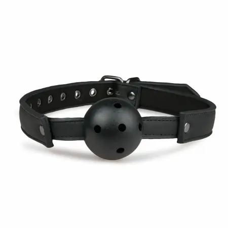 Easytoys podesivi PVC kuglični gag crni - udobna traka od veštačke kože