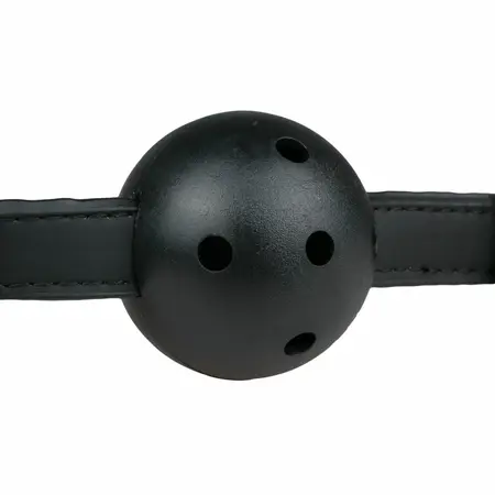 Easytoys podesivi PVC kuglični gag crni - udobna traka od veštačke kože