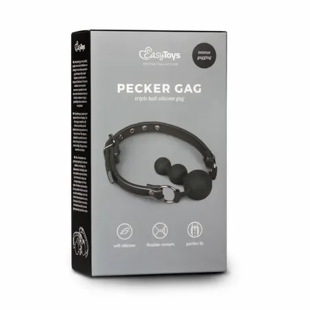 EasyToys silikonski perlasti gag podesiva traka crni 8718627528235