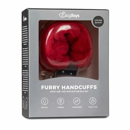 Ouch! Furry Handcuffs Red - Soft Plush Adjustable Restraint System