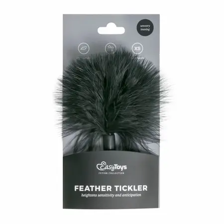 EasyToys Tickler crni - mekani pernati dodatak, kompaktna ručka