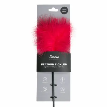 EasyToys crveni pernati tickler - duga ručka senzualni dodatak