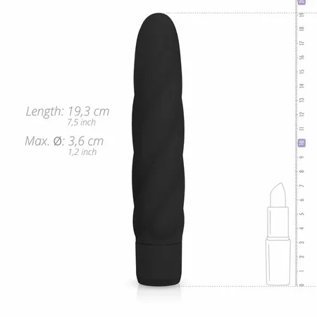 Dream Toys crni baršunasti silikonski masažer sa rebrastom površinom 19 cm