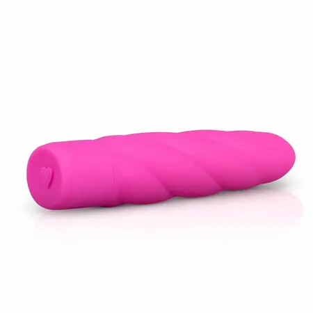 EasyToys Pink Silicone Intimate Massager with Twisted Shaft 18 cm