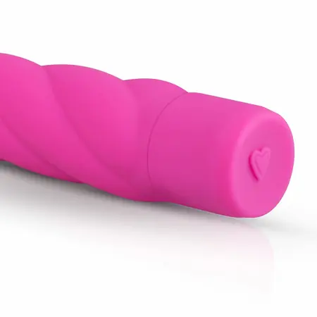 EasyToys Pink Silicone Intimate Massager with Twisted Shaft 18 cm