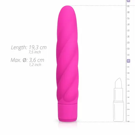 EasyToys Pink Silicone Intimate Massager with Twisted Shaft 18 cm