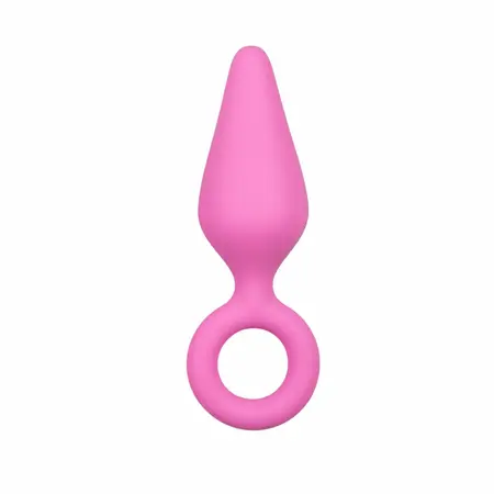 EasyToys Pink Silicone Intimate Plug with Pull Ring - Medium Size