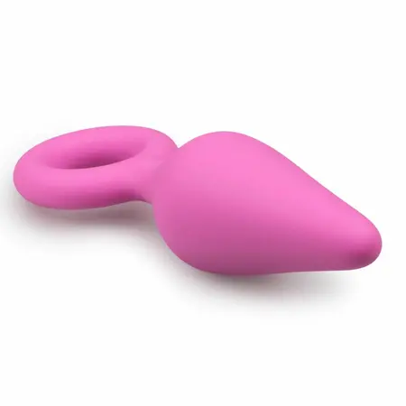 EasyToys Pink Silicone Intimate Plug with Pull Ring - Medium Size