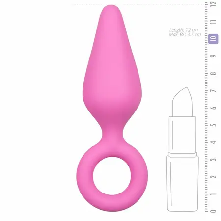 EasyToys Pink Silicone Intimate Plug with Pull Ring - Medium Size