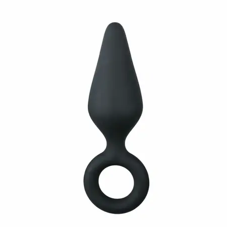 EasyToys Silikonski Čep Srednji sa Prstenom za Povlačenje - Crni, Ergonomski Dizajn