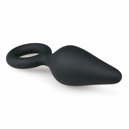 EasyToys Silikonski Čep Srednji sa Prstenom za Povlačenje - Crni, Ergonomski Dizajn