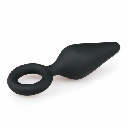EasyToys Silikonski Čep Srednji sa Prstenom za Povlačenje - Crni, Ergonomski Dizajn