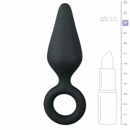 EasyToys Silikonski Čep Srednji sa Prstenom za Povlačenje - Crni, Ergonomski Dizajn