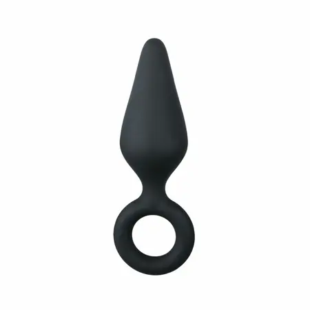 EasyToys Silikonski Crni Čep sa Prstenom za Povlačenje - Mali, Ergonomski Dizajn