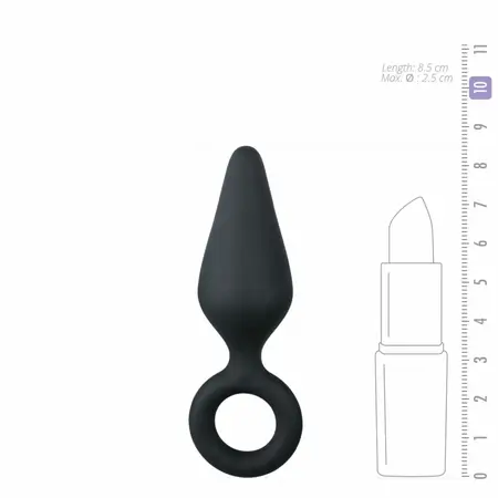 EasyToys Silikonski Crni Čep sa Prstenom za Povlačenje - Mali, Ergonomski Dizajn