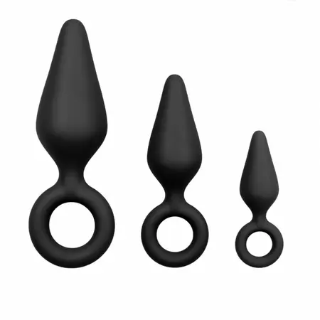 EasyToys Silikonski Set Čepova Crni - 3 Veličine sa Ergonomskim Prstenom za Povlačenje