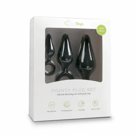 EasyToys Silikonski Set Čepova Crni - 3 Veličine sa Ergonomskim Prstenom za Povlačenje