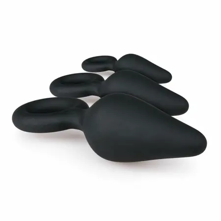 EasyToys Silikonski Set Čepova Crni - 3 Veličine sa Ergonomskim Prstenom za Povlačenje