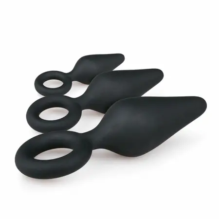 EasyToys Silikonski Set Čepova Crni - 3 Veličine sa Ergonomskim Prstenom za Povlačenje
