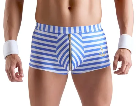 Svenjoyment muške seksi pantalone S plavo bele pruge sa vezenim sidrom