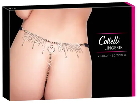 Cottelli LINGERIE tange sa cirkonima S-L podesiva čipka i kristalni detalji