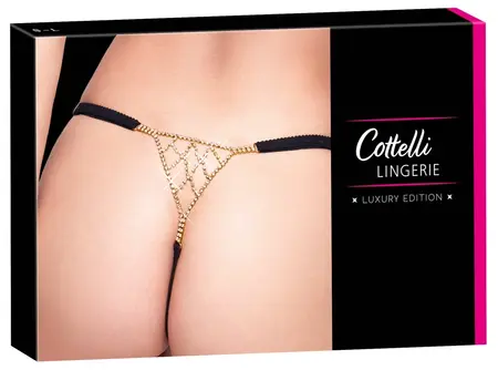 Cottelli LINGERIE crne podesive tange sa svetlucavim cirkonima S L