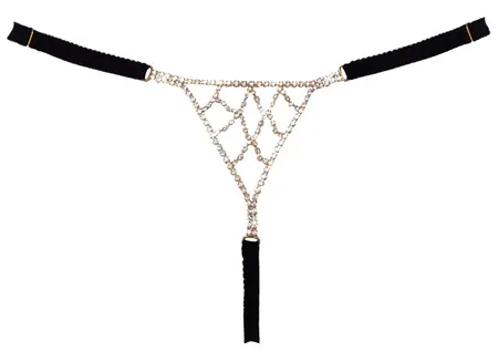 Cottelli LINGERIE crne podesive tange sa svetlucavim cirkonima S L