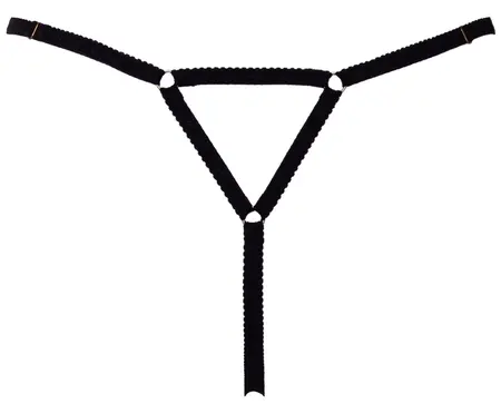 Cottelli LINGERIE String Flowers S-L podesive crne tange sa cirkonima