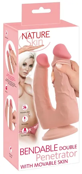 Nature Skin savitljivi dupli penetrator sa pokretnom kožom TPE 20/19cm