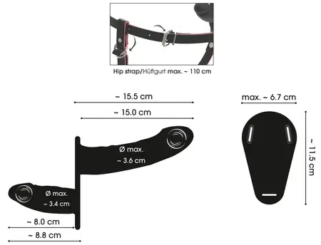 You2Toys RC vibrirajući dupli strap-on podesivi silikonski crni