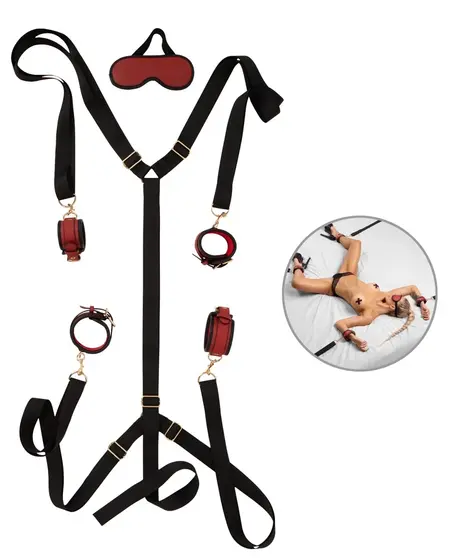 Bad Kitty set za vezivanje ispod kreveta crno crveni podesivi set od 6 delova