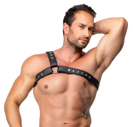 ZADO muški kožni harness S-L podesivi crni detalj za grudi