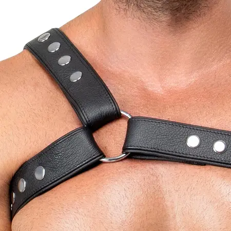 ZADO muški kožni harness S-L podesivi crni detalj za grudi