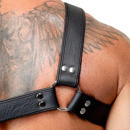 ZADO muški kožni harness XL-2XL podesivi crni kaiš od goveđe kože