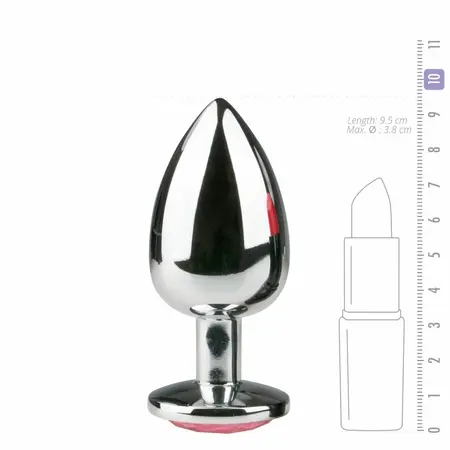 Sinner Gear Srebrni intimni čep sa ružičastim kristalom Veliki aluminijumski