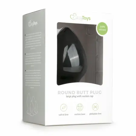 EasyToys Okrugli čep Crni XL - Silikonski intimni aksesoar sa usisnom bazom
