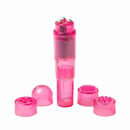 Easytoys Pocket Rocket Pink Mini Massaging Device with Attachments