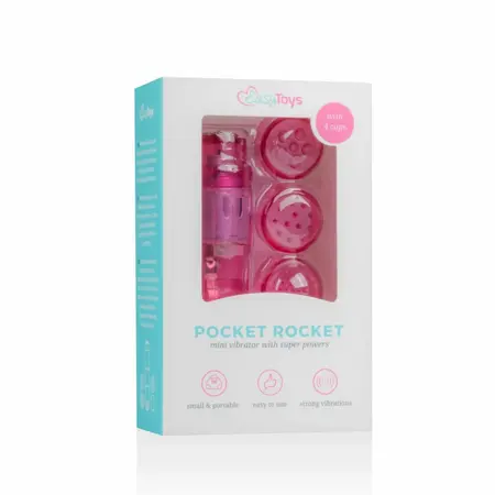 Easytoys Pocket Rocket Pink Mini Massaging Device with Attachments