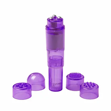 Easytoys Pocket Rocket Mini Massager Purple - 4 Attachments