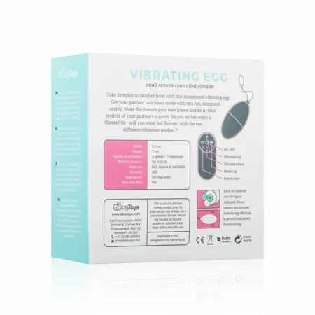 EasyToys Vibrirajuće Jaje Roze Daljinski Upravljač 10-Načina Vodootporno 8718627521946