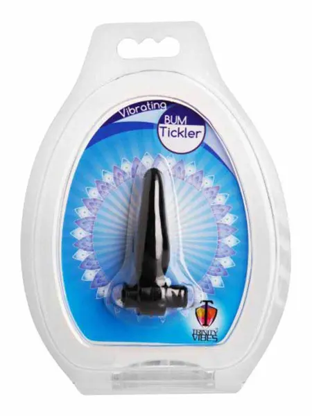 XR Brands Bum Tickler Mini Black Vibrating Anal Plug 6.5cm TPR