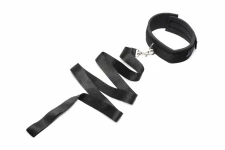 Frisky Adjustable Neoprene Collar & Nylon Leash Set, Black, 116cm