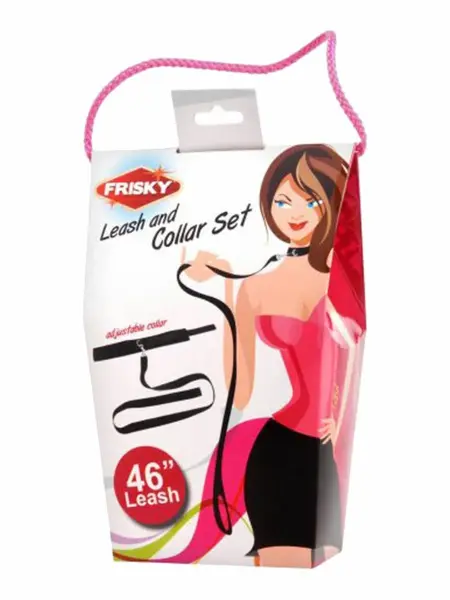 Frisky Adjustable Neoprene Collar & Nylon Leash Set, Black, 116cm