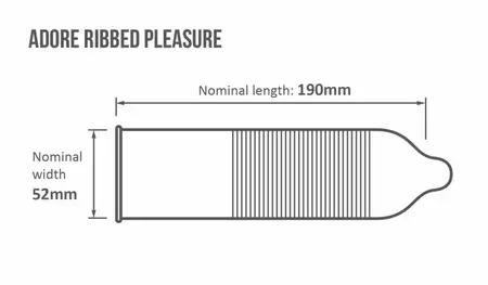 Adore Ribbed Premium Latex Condoms 144 pcs - Transparent, Ribbed Texture, Medium Size