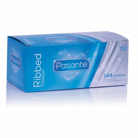 Pasante Ribbed 144-komad, teksturirani prozirni lateks zaštitni sistem, srednja veličina