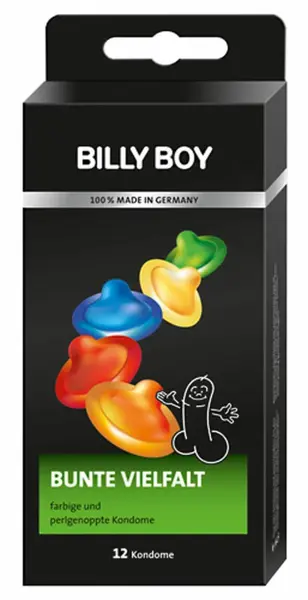 Billy Boy Colorful Variety 12-Pack - Assorted Lubricated Latex Covers