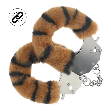 Ouch! Heavy-Duty Tiger Pahuljaste Lisice – Siguran Sistem Zaključavanja, Narandžasta/Crna