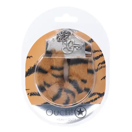 Ouch! Heavy-Duty Tiger Pahuljaste Lisice – Siguran Sistem Zaključavanja, Narandžasta/Crna