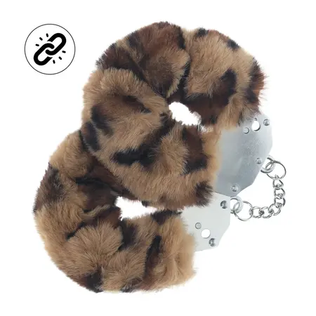 Ouch! Heavy-Duty Plišane Lisice Leopard Uzorak Podesive Metalne